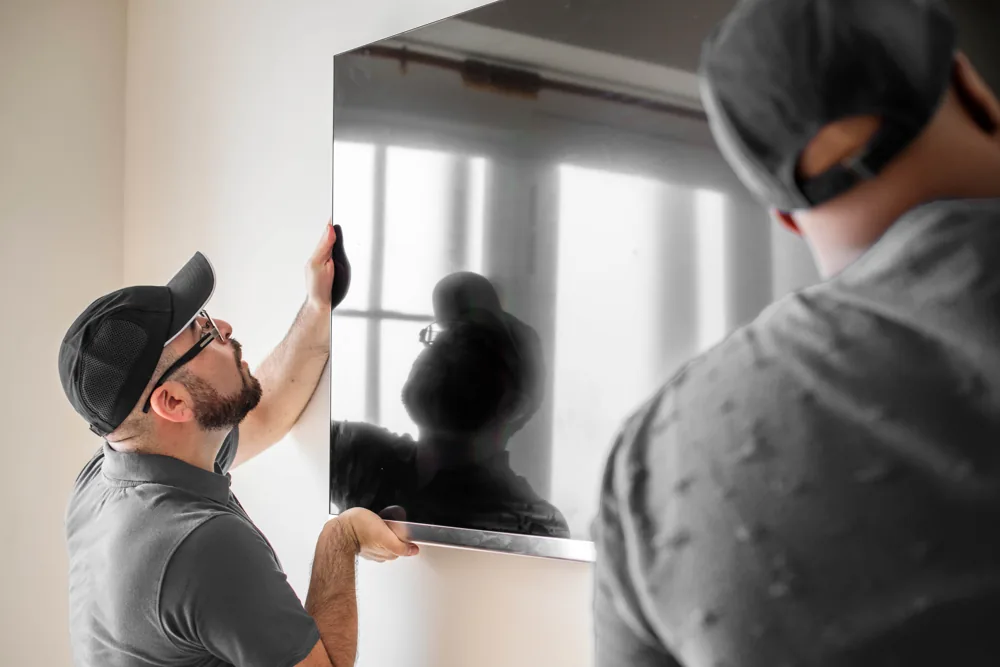 White glove mirror installation and wall mounting