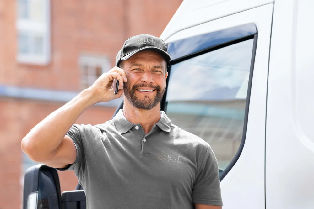 Elite Anywhere driver taking a delivery call