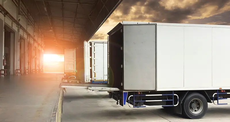 Trucks loading at the dock