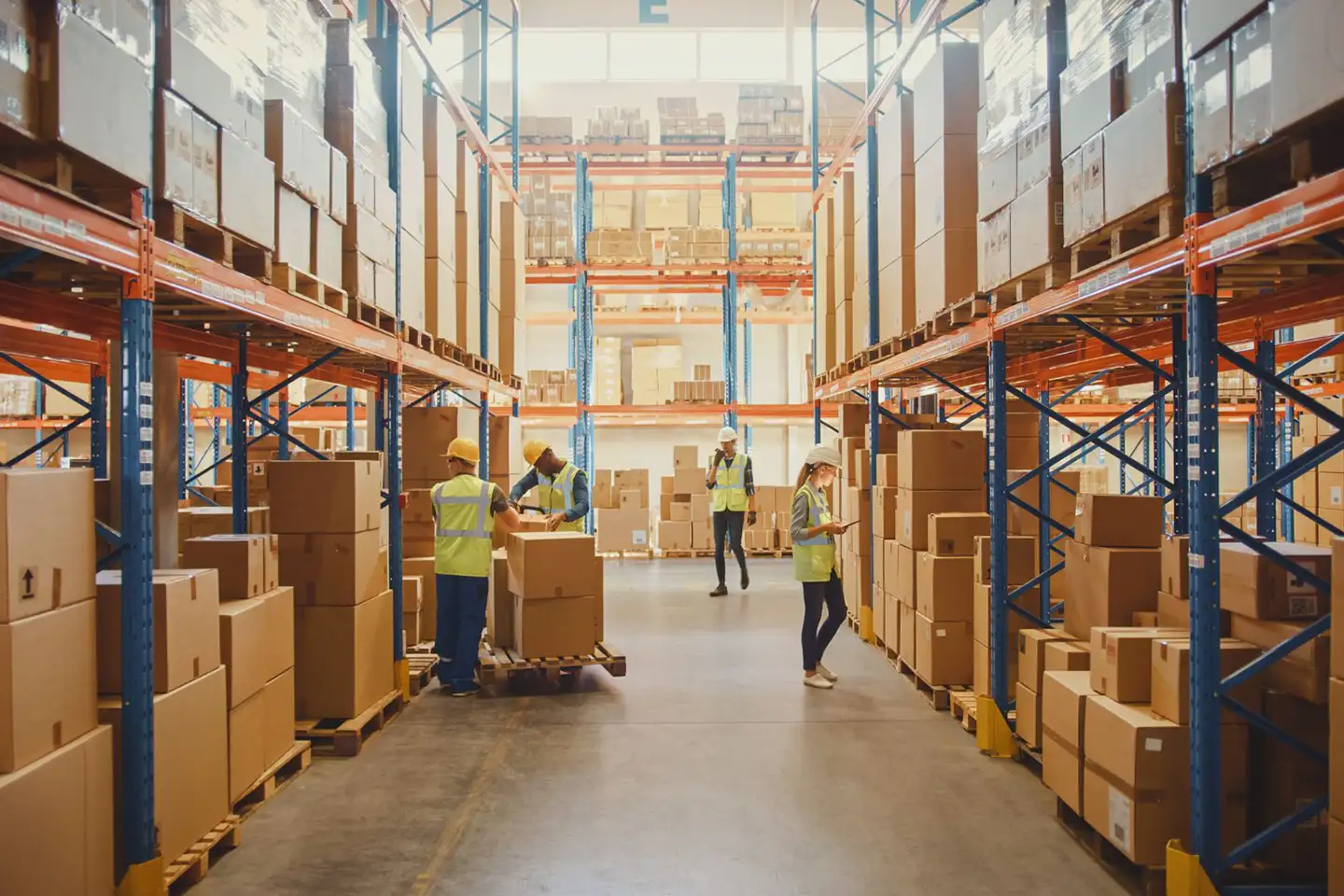 Warehouse team handling shipments