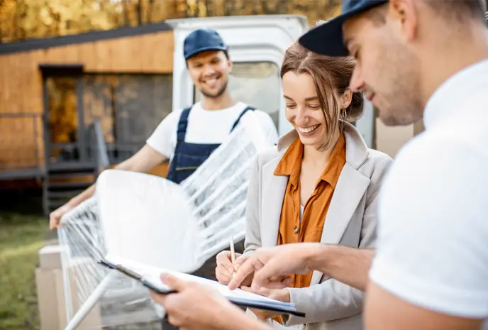 Installers working with a designer